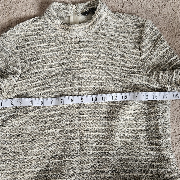 Zara woman Gray Knit Sweater m bell sleeve tweed mock neck - Picture 6 of 6